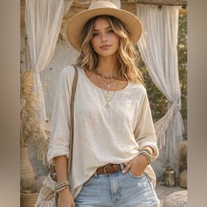 Rumba Handmade Boho Cotton Top | Hippie Festival |Coastal | Gen-Z | Shirt M